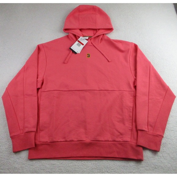 Nike Court Hoodie Mens Large Pink Dri-FIT Loose Fit‎ Tennis Pullover Swoosh L - Picture 1 of 10